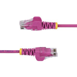 StarTech.com 25cm Pink Slim CAT6 Ethernet Cable, Snagless, 100W PoE, UTP, LSZH, 28AWG Pure Bare Copper Wire, Slim RJ45 Network Patch Cord w/Strain Reliefs, Fluke Tested