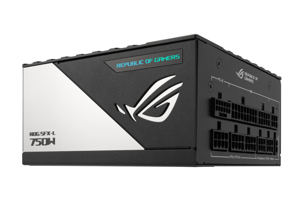 Fuente de alimentación Asus ROG LOKI SFX-L Platinum de 750 W, factor de forma pequeño, totalmente modular, 80+ Platinum, PCIe 5.0, botón de ventilador de 0 dB, RGB, soporte ATX a SFX