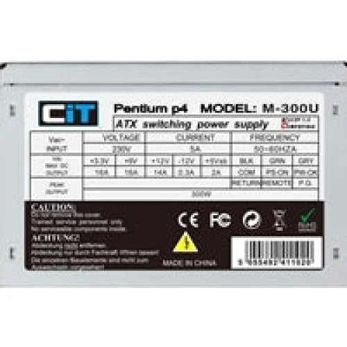 CIT 300W Micro Atx PSU M - 300U Silent PSU with Temperature