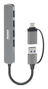 Port Designs 900161 interface hub USB 2.0 Type-A 5000 Mbit/s Silver