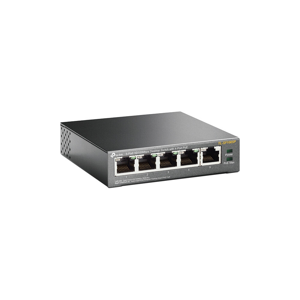 TP-LINK (TL-SF1005P) Switch de Escritorio No Administrable 10/100 de 5 Puertos, PoE de 4 Puertos, Caja de Acero