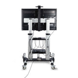 StarTech.com Rolling TV Cart/Stand On Wheels For 60-100inch Flat Screens Up To 220lb (100kg), Height Adjustment via Hand Crank, Mobile/Portable Trolley Mount