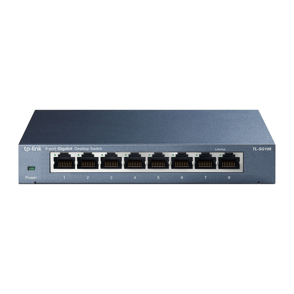 TP-LINK (TL-SG108) Switch de Escritorio No Administrable Gigabit de 8 Puertos, Caja de Acero