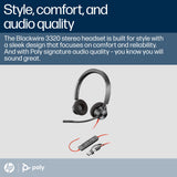 POLY Blackwire 3320 Stereo Microsoft Teams Certified USB-C Headset +USB-C/A Adapter