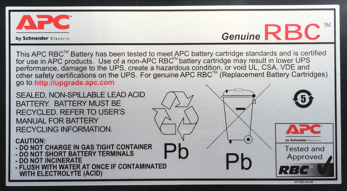 APC Replacement Battery Cartridge, Valve regulated lead–acid battery, 7Ah, 12VDC, 2-year warranty