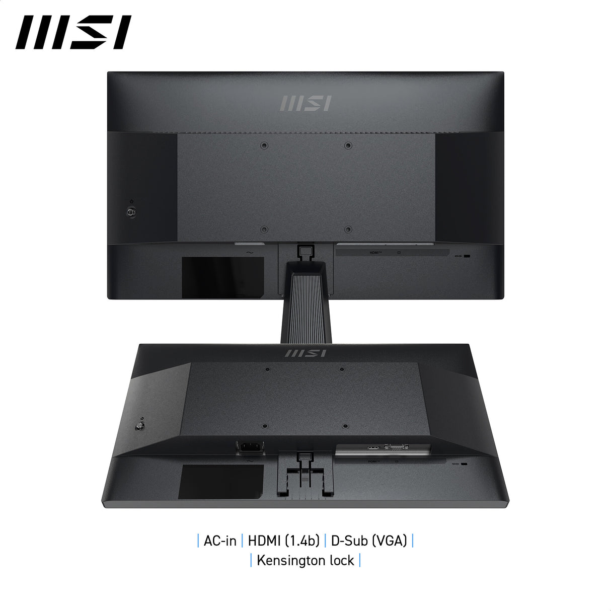 MSI Pro MP225V 21.45 Inch Monitor, FHD (1920 x 1080), 100Hz, VA, 1ms, 1x HDMI 1.4b, 1x D-Sub(VGA), Anti-Glare, Anti-Flicker, Less Blue light, TÜV Certified, VESA, Kensington, Black