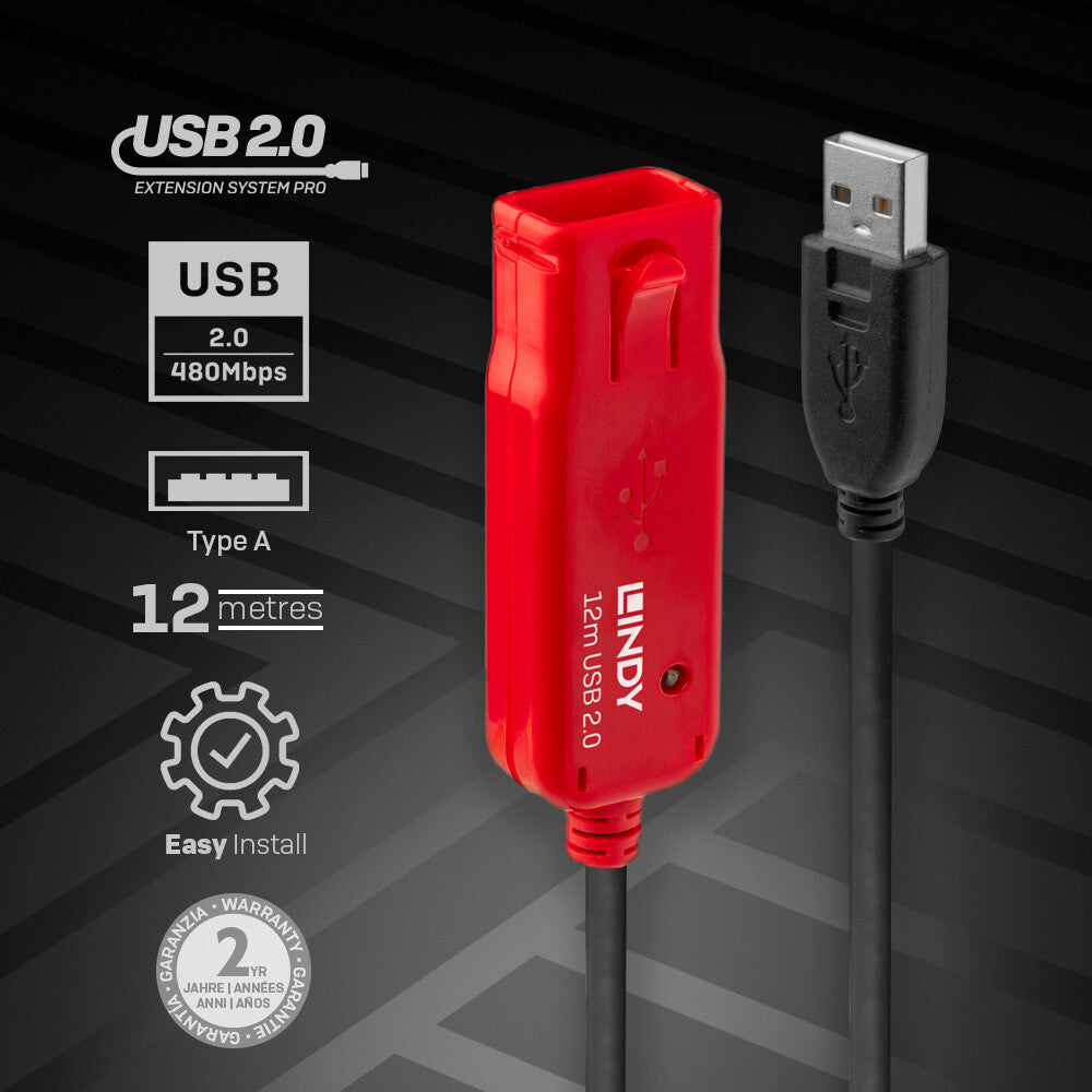 Lindy 12m USB 2.0 Active Extension Pro