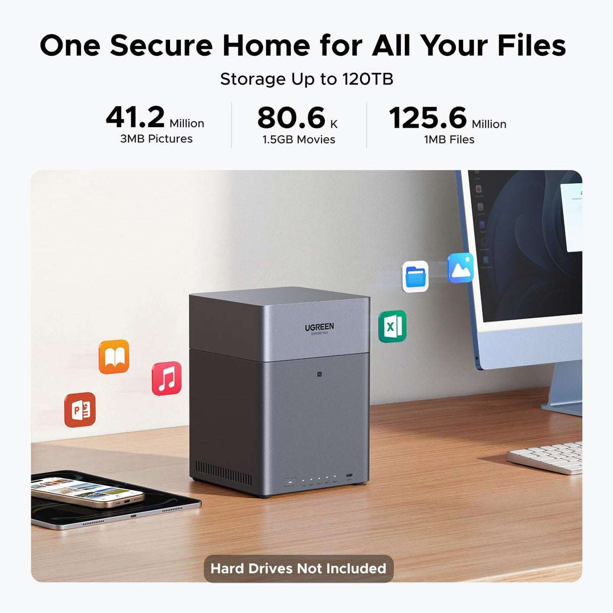 Ugreen DH4300 Plus NAS Mini Tower 8 GB LPPDDR4X UGOS Pro Grey