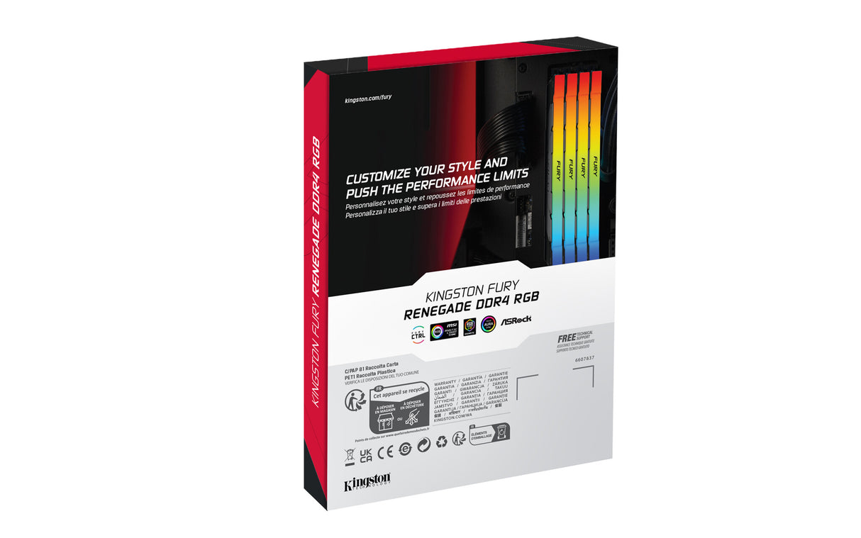 Kingston Technology FURY 32GB 3600MT/s DDR4 CL16 DIMM (Kit of 2) 1Gx8 Renegade RGB