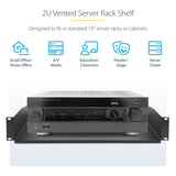 StarTech.com 2U Vented Server Rack Shelf, 12" (31.5cm) Mounting Depth, Cantilever Tray For 19" Rack/Cabinet, Heavy-Duty Steel, Up To 25lb/11.3kg, Includes Cage Nuts/Screws