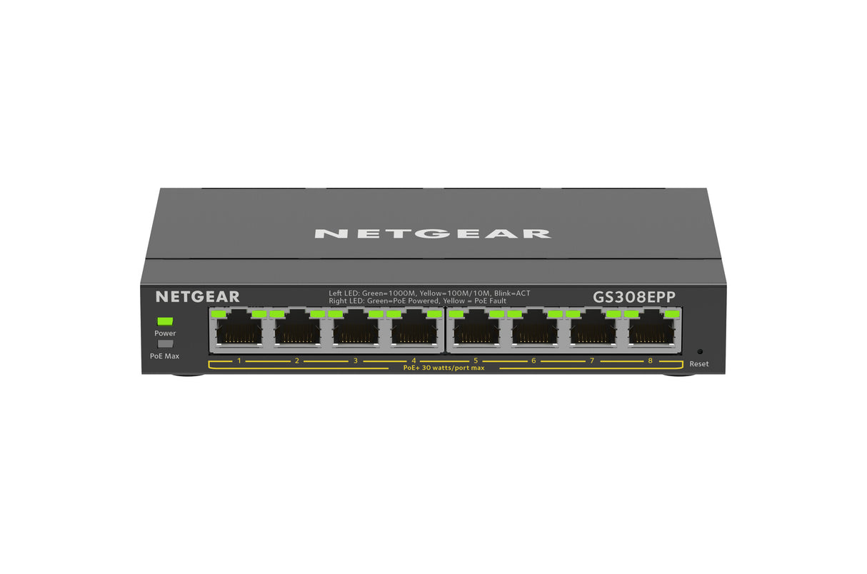 NETGEAR GS308EPP Managed L2/L3 Gigabit Ethernet (10/100/1000) Power over Ethernet (PoE) Black