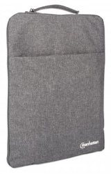 Manhattan Seattle Laptop Sleeve 15.6", Grey, Padded, Extra Soft Internal Cushioning, Main Compartment with double zips, Zippered Front Pocket, Carry Loop, Water Resistant and Durable, Notebook Slipcase, Three Year Warranty