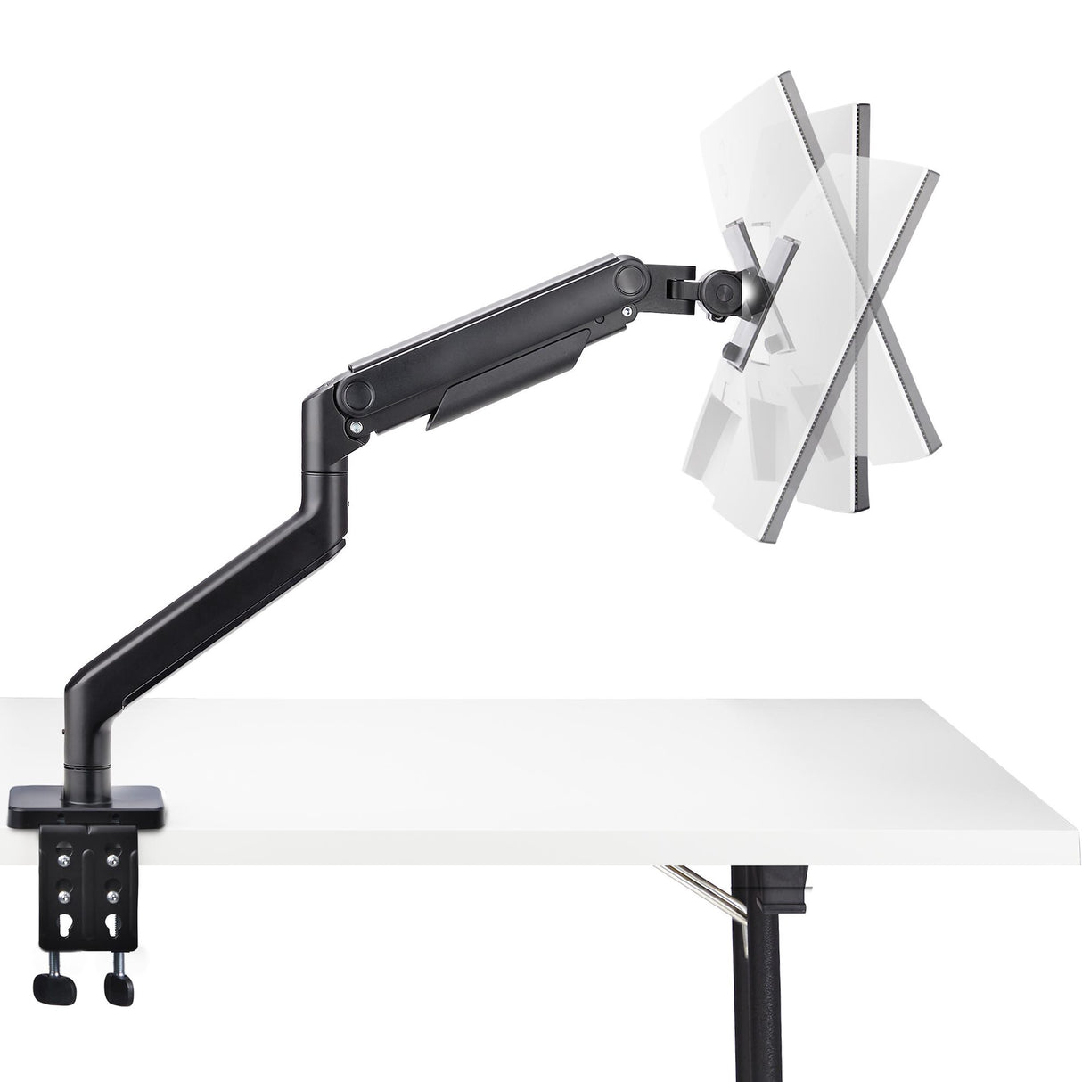 StarTech.com Monitor Desk Mount for up to 49in 32:9 Ultrawide Curved Screens, Mechanical Spring Arm, C-Clamp/Grommet, Tool-Less Adjustment, Max 44lb/20kg