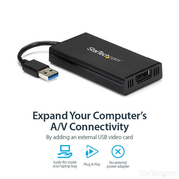StarTech.com USB 3.0 to DisplayPort Adapter - DisplayLink Certified - 4K 30Hz