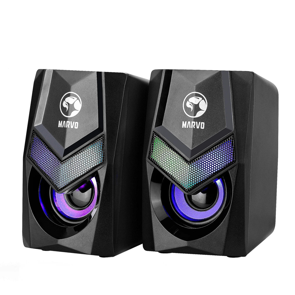 Marvo Scorpion SG-118 Gaming Speakers, Stereo Sound, USB Powered, 7 Colour RGB Lighting, 6w, 3.5mm Input, Black Wired