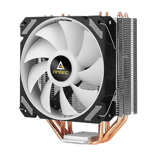 ANTEC A400i Ventilador Enfriador de CPU, Enchufe Universal, Ventilador RGB PWM Silencioso con Efecto de Luz de Neón de 120 mm, 1800 RPM, 4 Heatpipes de Cobre de Toque Directo, Soporte Intel LGA 1700 Incluido