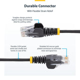 StarTech.com 25cm White Slim CAT6 Ethernet Cable, Snagless, 100W PoE, UTP, LSZH, 28AWG Pure Bare Copper Wire, Slim RJ45 Network Patch Cord w/Strain Reliefs, Fluke Tested