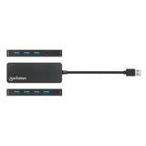 Manhattan USB-A Dock/Hub, Ports (x7): USB-A (x7), 5 Gbps (USB 3.2 Gen1 aka USB 3.0), External Power Supply Not Needed, Cable 15cm, SuperSpeed USB, Black, Three Year Warranty