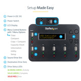 StarTech.com Standalone 1 to 5 USB Thumb Drive Duplicator and Eraser, Multiple USB Flash Drive Copier, System and File and Whole-Drive Copy at1.5 GB/min, Single and 3-Pass Erase, LCD Display - TAA