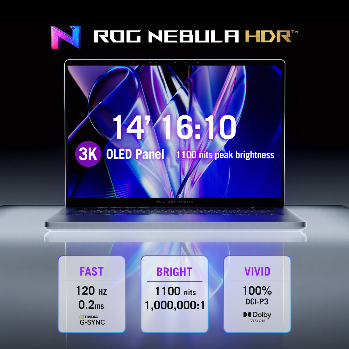 ASUS ROG Zephyrus G14 GU405AW-SY018W Intel Core Ultra 9 386H Laptop 35.6 cm (14") 3K 32 GB LPDDR5x-SDRAM 1 TB SSD NVIDIA GeForce RTX 5080 Wi-Fi 7 (802.11be) Windows 11 Home Grey