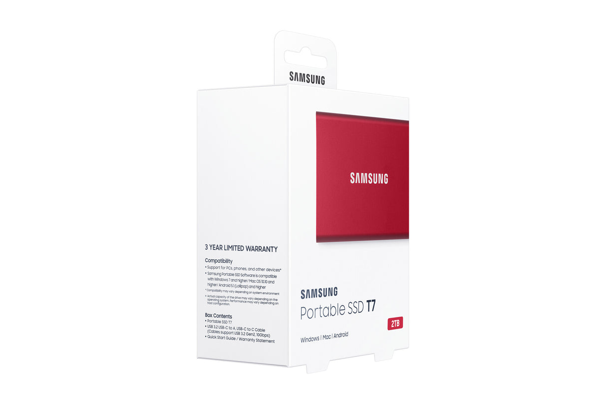 Samsung Portable SSD T7 2 TB USB Type-C 3.2 Gen 2 (3.1 Gen 2) Red