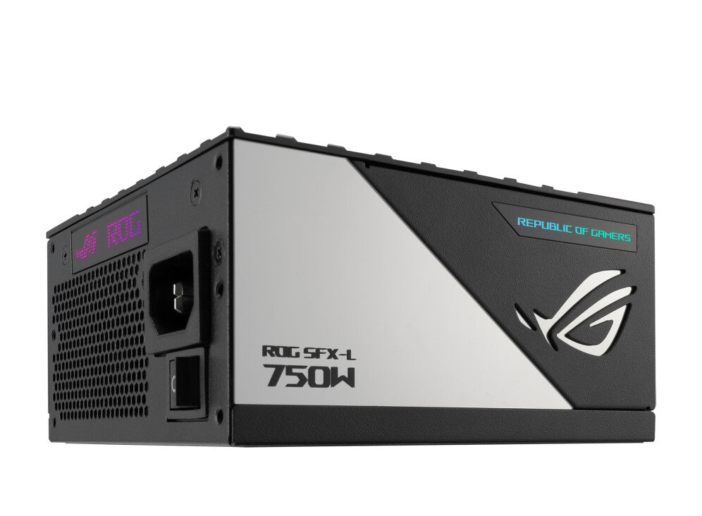 Fuente de alimentación Asus ROG LOKI SFX-L Platinum de 750 W, factor de forma pequeño, totalmente modular, 80+ Platinum, PCIe 5.0, botón de ventilador de 0 dB, RGB, soporte ATX a SFX