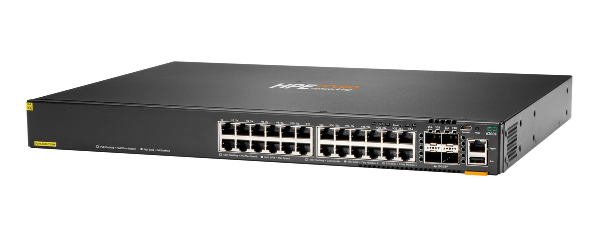 HPE Aruba Networking CX 6200F 24G Class-4 PoE 4SFP 370W Switch