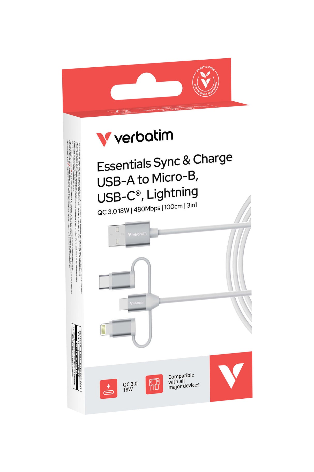 Verbatim Essentials 3-in-1 Sync & Charge Cable