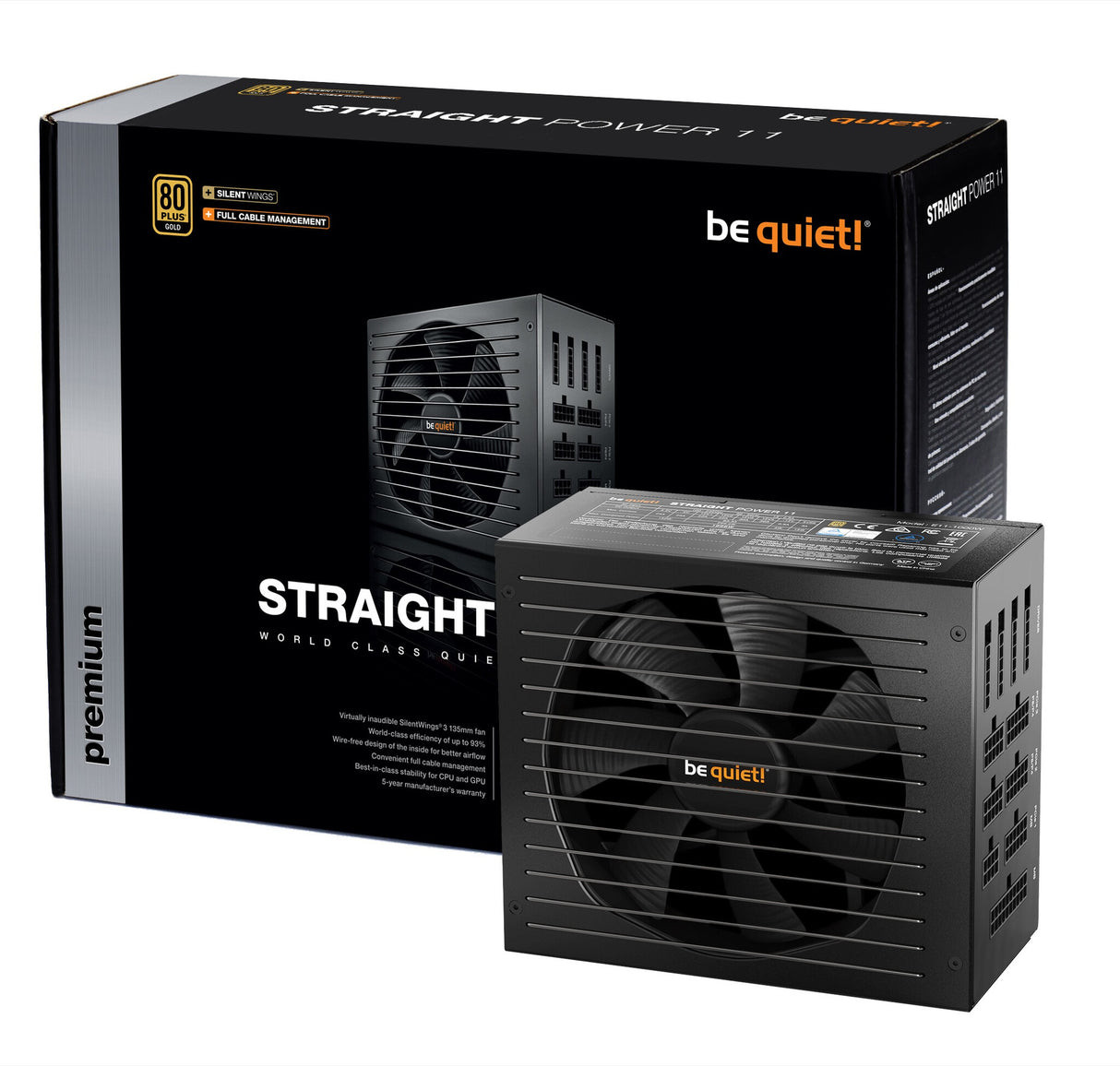 ¡Tranquilizarse! Alimentación directa de 1000 W, 11 PSU, totalmente modular, ventilador dinámico de fluidos, SLI/XFire, 80+ Gold