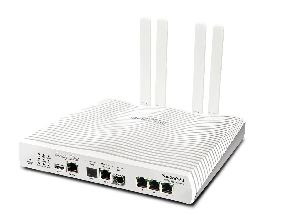 DrayTek Vigor 2867-5G Multi-Gigabit Multi-WAN VDSL & FTTP Firewall VPN Router with integrated 5G/4G Modem