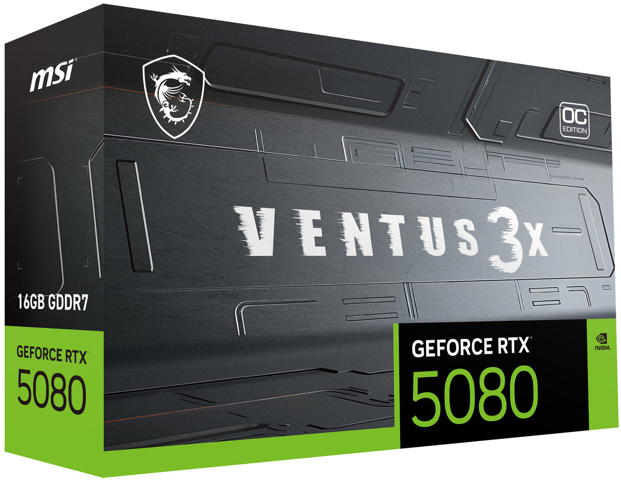 MSI VENTUS GEFORCE RTX 5080 16G 3X OC PLUS graphics card NVIDIA 16 GB GDDR7