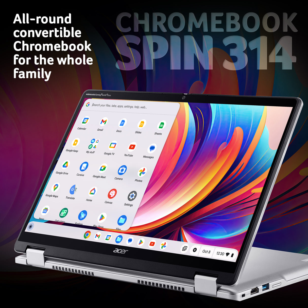Acer Chromebook Spin 314 CP314‑2HN – 14" WUXGA (1920×1200) 60Hz Touch, Intel N100, 4GB LPDDR5, 64GB eMMC, ChromeOS Convertible