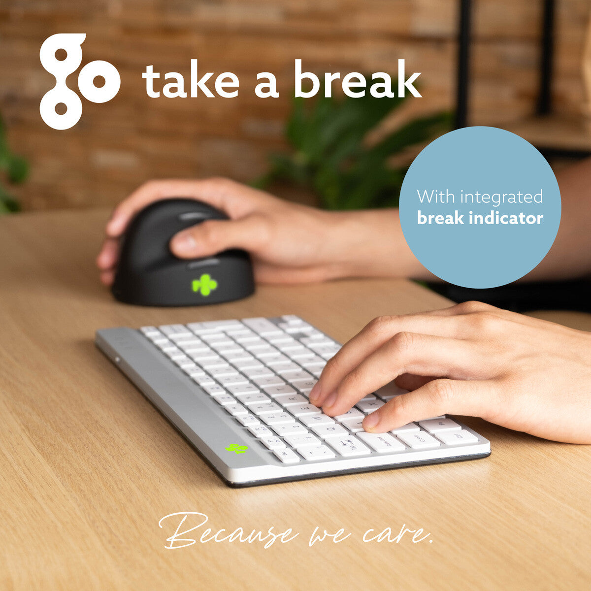 R-Go Tools Ergonomic keyboard R-Go Compact Break, compact keyboard with break software, QWERTY (UK), Bluetooth, white
