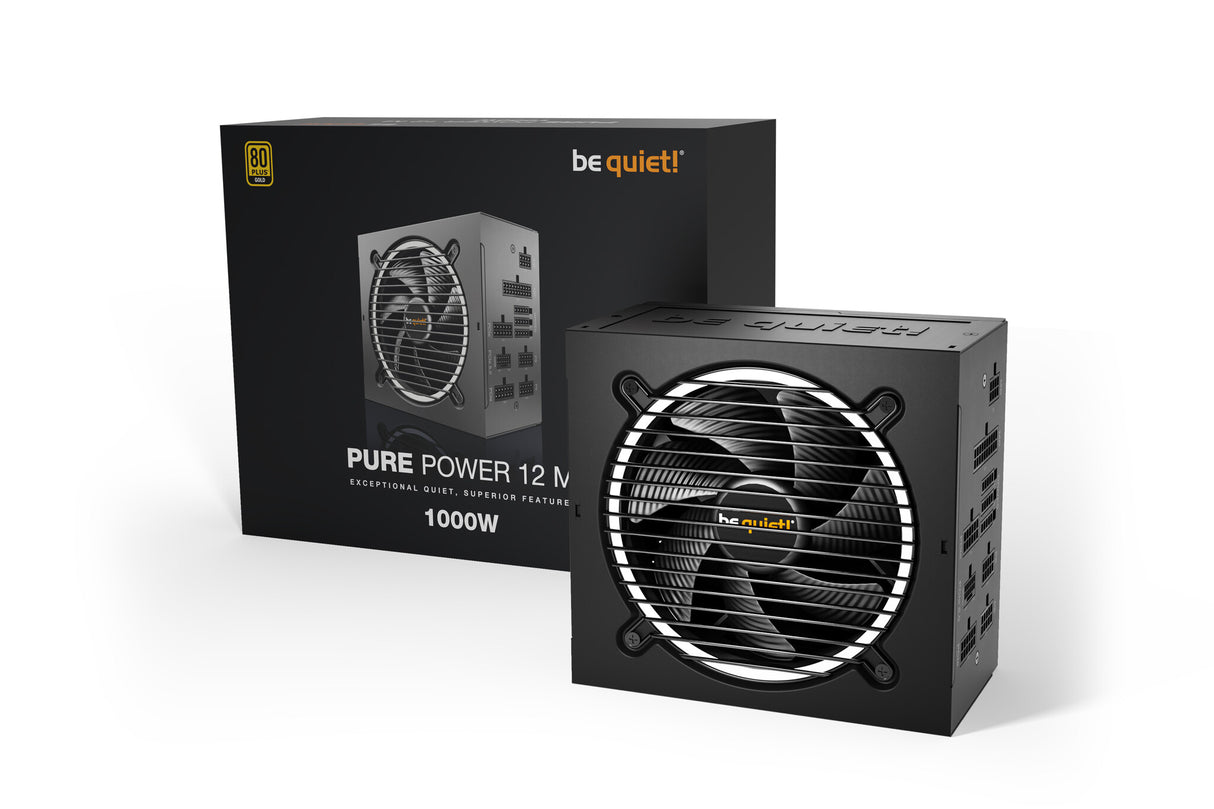 ¡Tranquilizarse! Fuente de alimentación Pure Power de 1000 W, 12 M, totalmente modular, ventilador con rodamiento de rifle, 80+ Gold, ATX 3.0, PCIe 5.0, carril dual