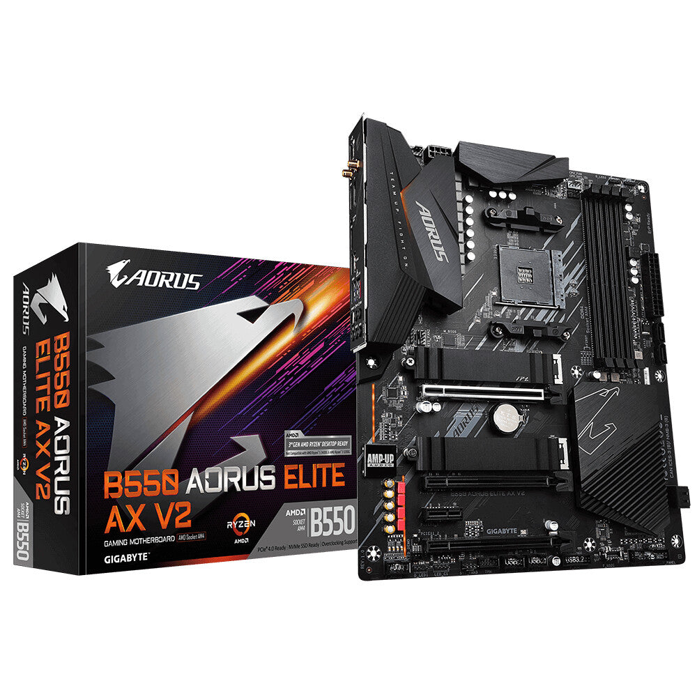 Placa base Gigabyte B550 AORUS ELITE AX V2 AMD Socket AM4 ATX HDMI/DIsplayPort WiFi 6 M.2 RGB USB 3.2 Tipo-C