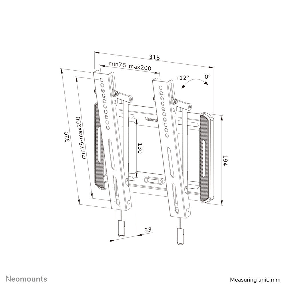 Neomounts WL35-550BL12 TV mount wall 24-65" - tiltable - easy install