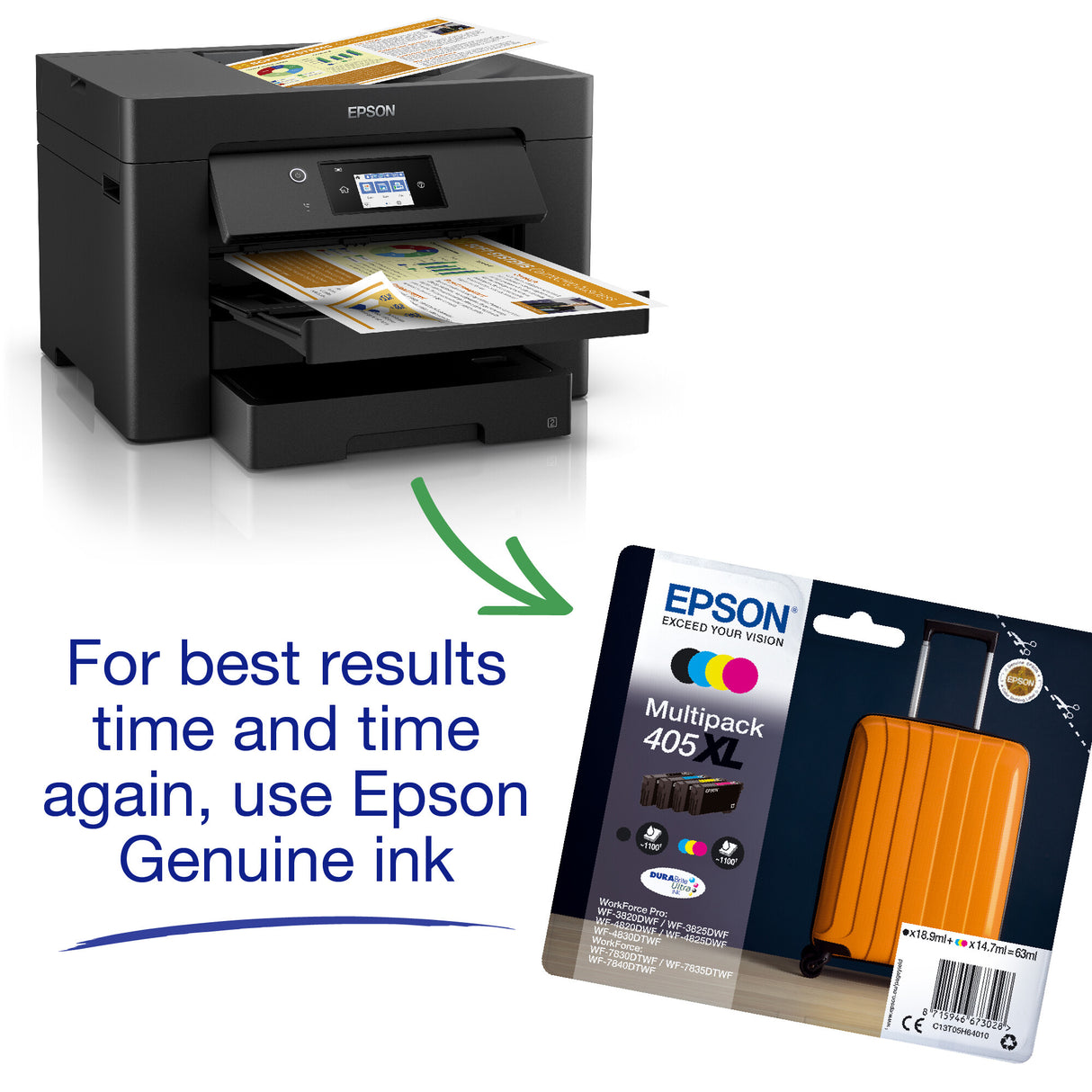 Epson Workforce WF-7830DTWF C11CH68401 Impresora de inyección de tinta, A3, Dúplex, Inalámbrica, Ethernet, Todo en Uno, Fax, Color