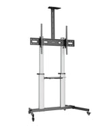 Manhattan Trolley Mound Stand for TV & Monitors, For screens: 37" to 100",VESA compatability:all between 200x200 to 1000x600mm -check the dimensions of the four mounting holes on back of screen to ensure it fits,Max 80kg,Height adjustable 1200 to 1600mm,L