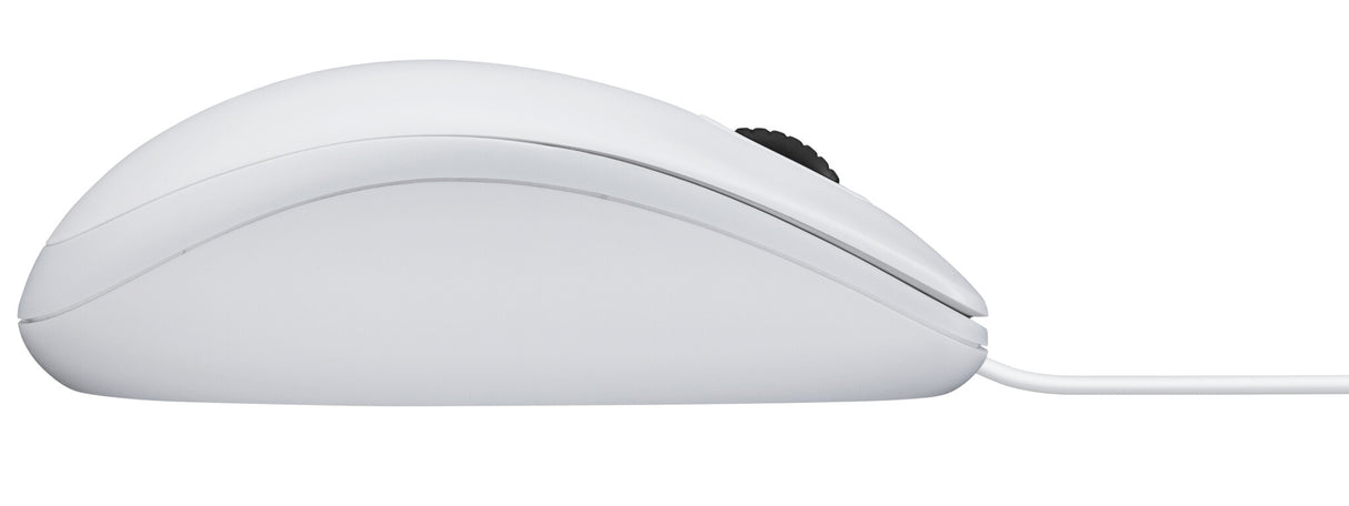 Souris optique filaire Logitech B100, USB, 800 DPI, ambidextre, blanche, OEM