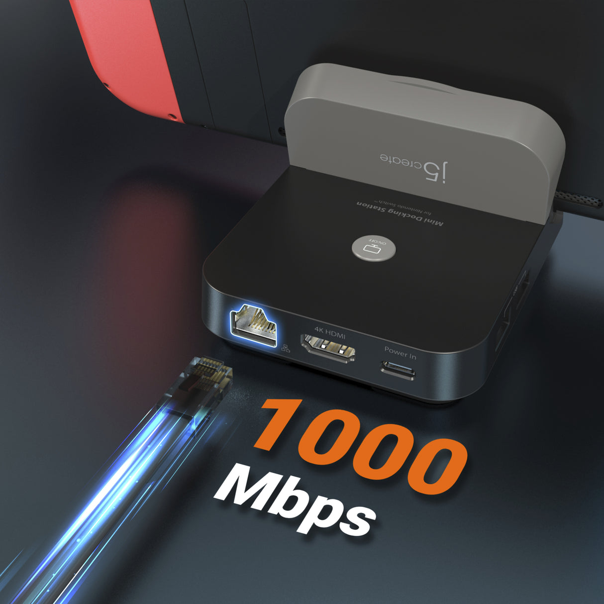 j5create JCD620 Mini Docking Station for Nintendo Switch™, Black