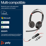 POLY Blackwire 5220 Stereo USB-C Headset +3.5mm Plug +USB-C/A Adapter