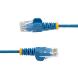 StarTech.com 1m Blue Slim CAT6 Cable, 10 Pack, Snagless, 100W PoE, UTP, LSZH, 28AWG Pure Bare Copper Wire, Slim RJ45 Network Patch Cord w/Strain Reliefs, Individually Tested