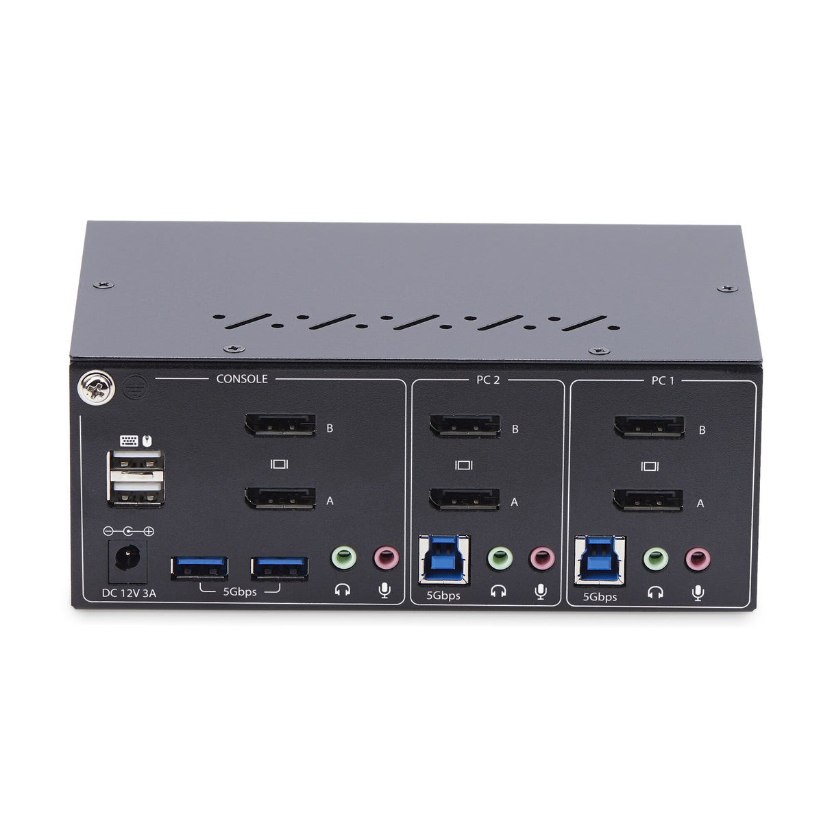 StarTech.com 2-Port Dual-Monitor DisplayPort KVM Switch, 4K 60Hz, 2x USB 5Gbps Hub Ports, 2x USB 2.0 HID Ports, Hotkey and Push-Button Switching, TAA Compliant - ESD Level 3 Protection