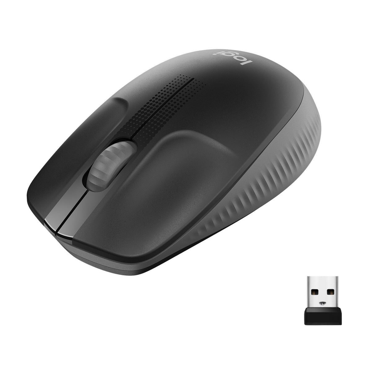 Logitech Wireless Mouse M190, diseño curvo ambidiestro de tamaño completo, batería de 18 meses con modo de ahorro de energía, receptor USB, control preciso del cursor con rueda de desplazamiento ancha y botones redondos, negro