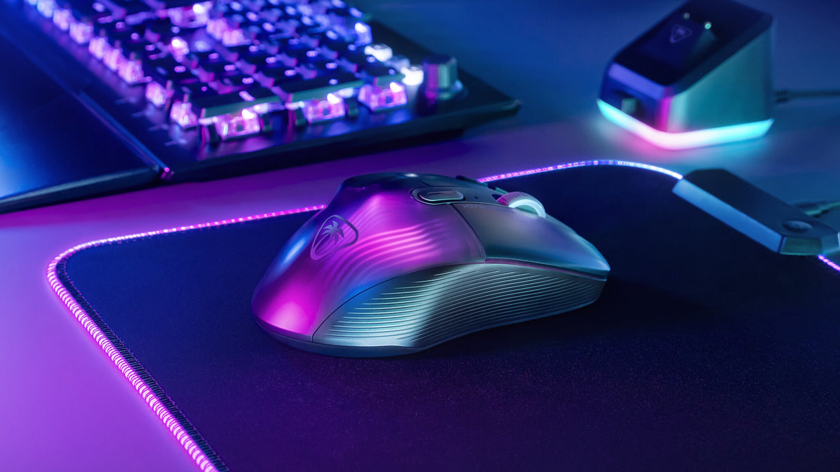 Turtle Beach Kone XP Air Black – Wireless Customizable Ergonomic RGB Gaming Mouse, Bluetooth, 19K DPI Optical Sensor, 100h Battery & Charging Dock, AIMO RGB Lighting, 4D Wheel