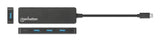 Manhattan USB-C Dock/Hub, Ports (4): USB-A (x4), 5 Gbps (USB 3.2 Gen1 aka USB 3.0), External Power Supply Not Needed, Universal for all devices, SuperSpeed USB, Black, Three Year Warranty, Equivalent to HB30CM4AB