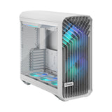 Fractal Design Torrent (White RGB TG) Estuche para juegos con ventana de vidrio transparente, E-ATX, 5 ventiladores ARGB, concentrador de ventilador, tira RGB en cubierta de fuente de alimentación, rejilla frontal, USB-C