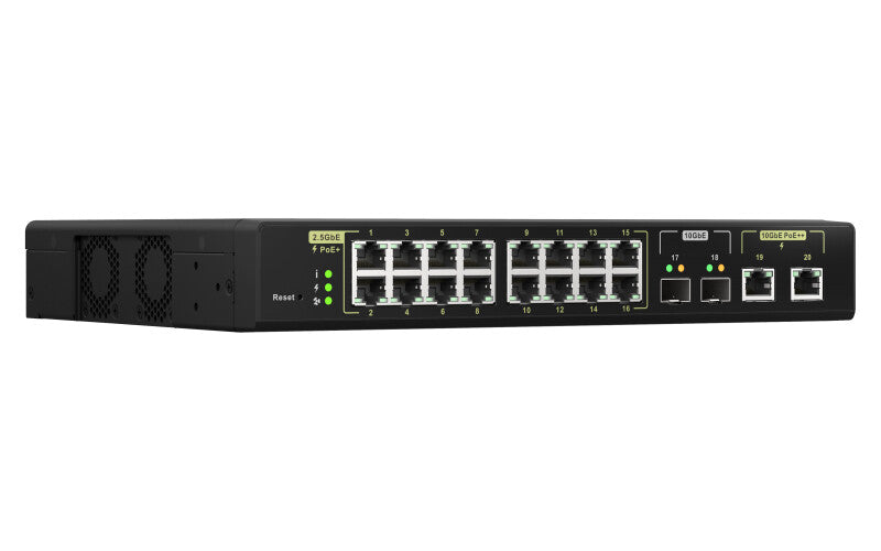 QNAP QSW-M2116P-2T2S network switch Managed L2 2.5G Ethernet Power over Ethernet (PoE) Black