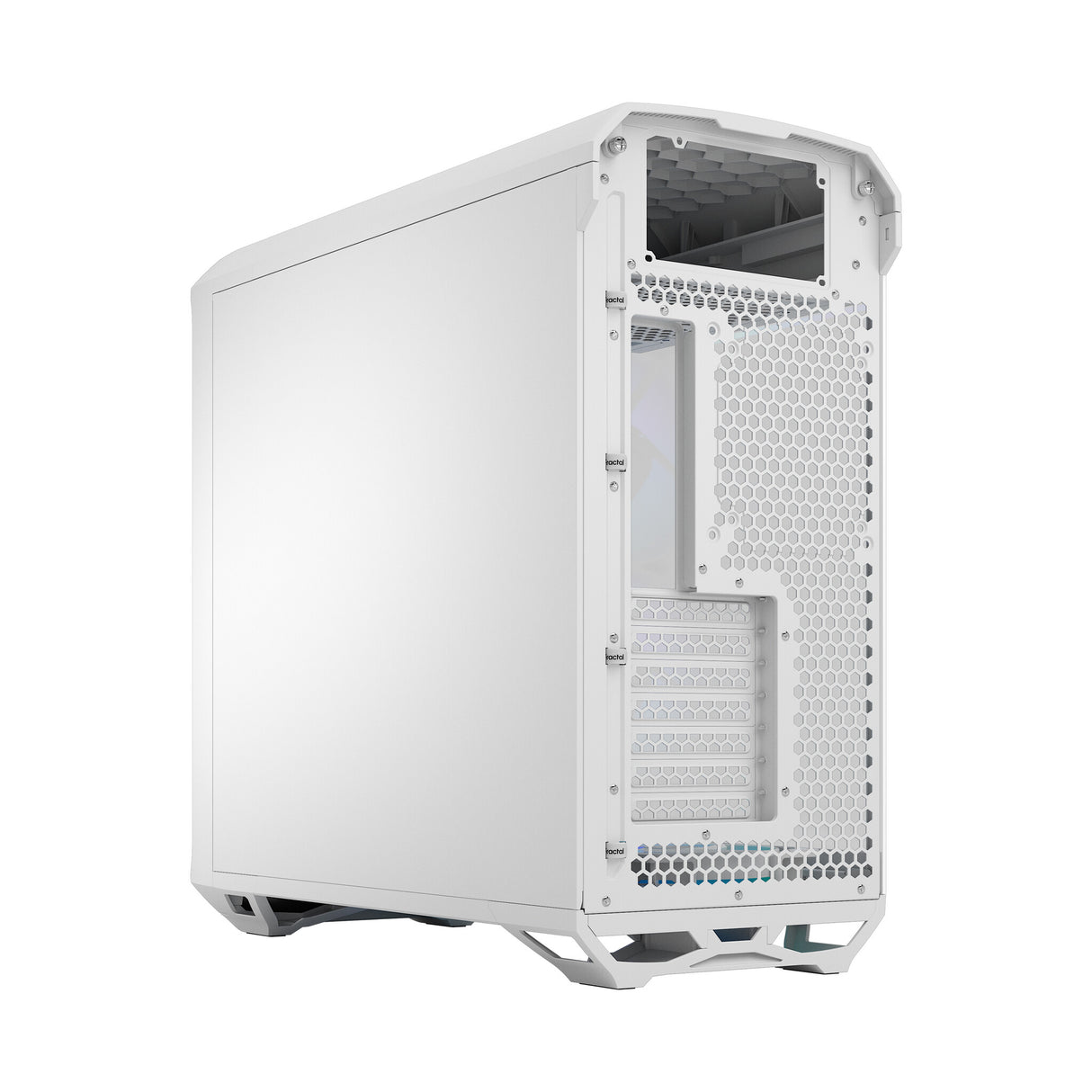 Fractal Design Torrent (White RGB TG) Estuche para juegos con ventana de vidrio transparente, E-ATX, 5 ventiladores ARGB, concentrador de ventilador, tira RGB en cubierta de fuente de alimentación, rejilla frontal, USB-C