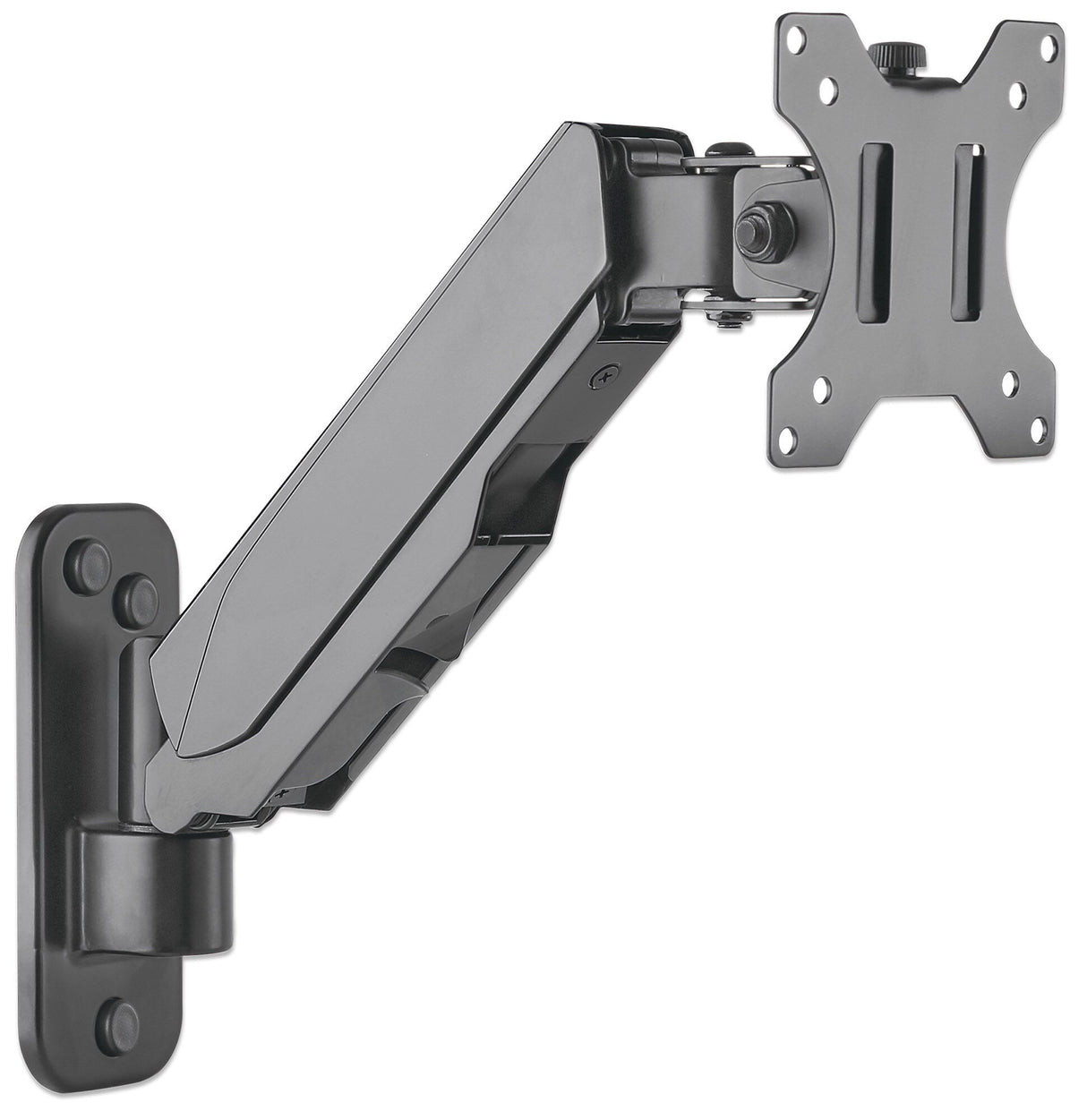 Manhattan Wall Mount for TV & Monitors (Spring Arm 2 pivots), For screens 17" to 32", VESA compatability: 75x75mm and 100x100mm - check the dimensions of the four mounting holes on back of screen to ensure it fits, Max 8kg, Black, Bracket, Lifetime Warran